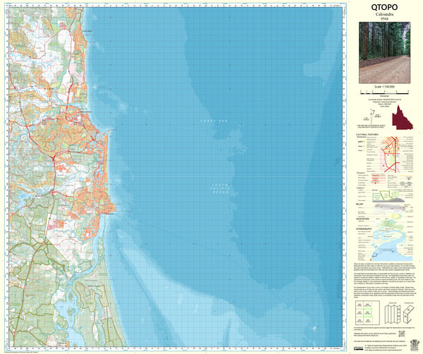 9544 Caloundra QTopo 1:100,000 Topographic Map
