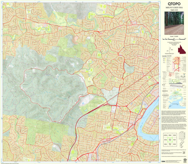 9443-222 Mount Coot-tha QTopo 1:10,000 Topographic Map