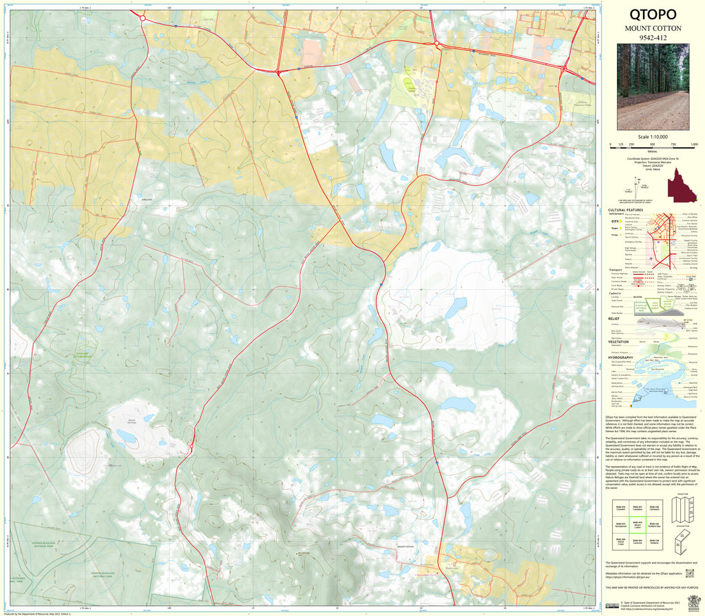 Cutton Map 9542-412 Mount Cotton QTopo 1:10,000 Topographic | Mapworld