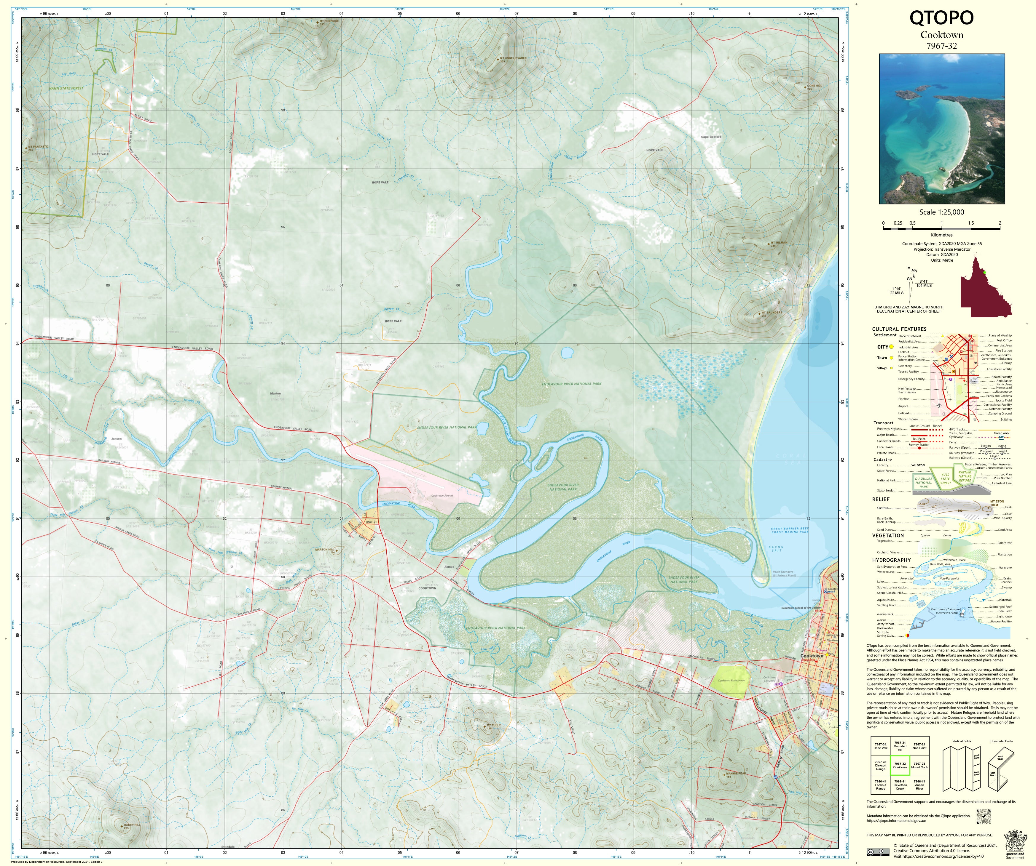 Cooktown Postcode Map 7967-32 Cooktown QTopo 1:25,000 Topographic Map