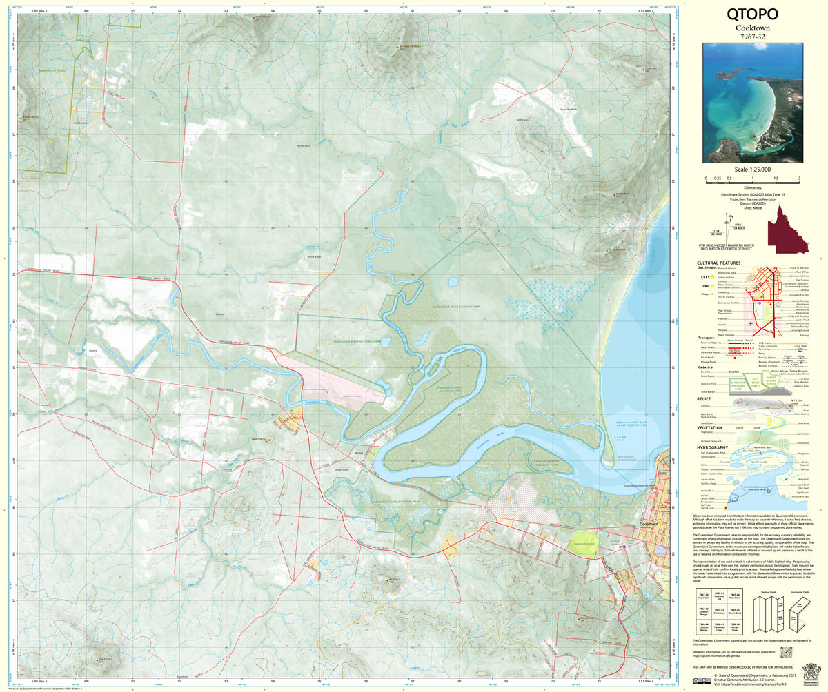 7967-32 Cooktown QTopo 1:25,000 Topographic Map | Mapworld