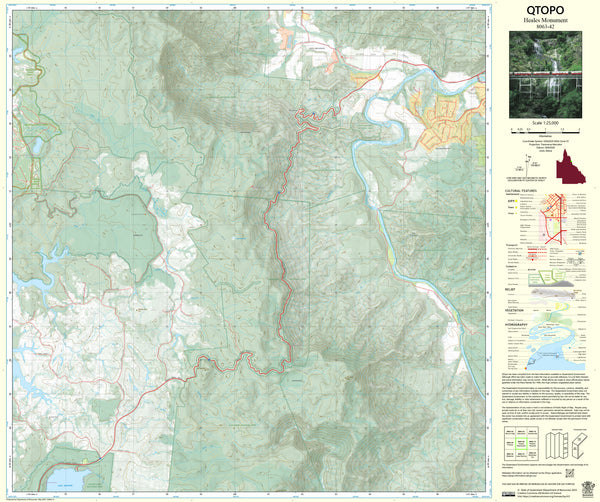 8063-42 Heales Monumnet QTopo 1:25,000 Topographic Map — Queensland 1:25,000 topographic map