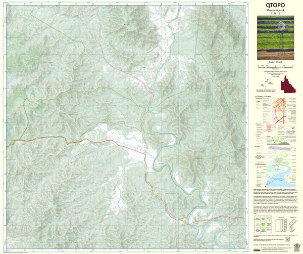 9148-12 Minerva Creek QTopo 1:25,000 Topographic Map — Queensland 1:25,000 topographic map