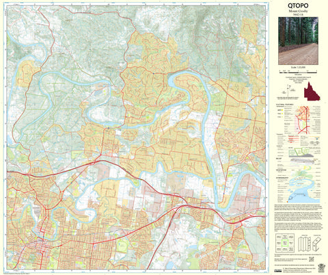 9442-14 Mount Crosby QTopo 1:25,000 Topographic Map — Queensland 1:25,000 topographic map