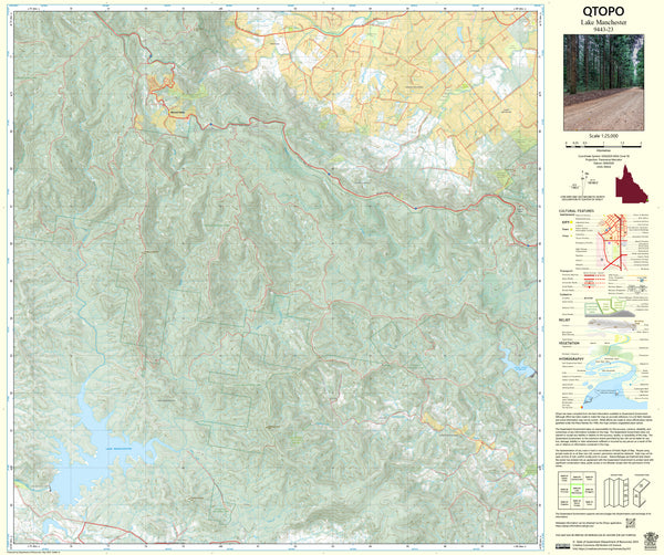 9443-23 Lake Manchester QTopo 1:25,000 Topographic Map — Queensland 1:25,000 topographic map