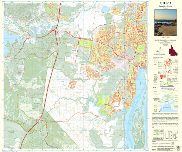 9544-34 Caloundra Special QTopo 1:25,000 Topographic Map — Queensland 1:25,000 topographic map