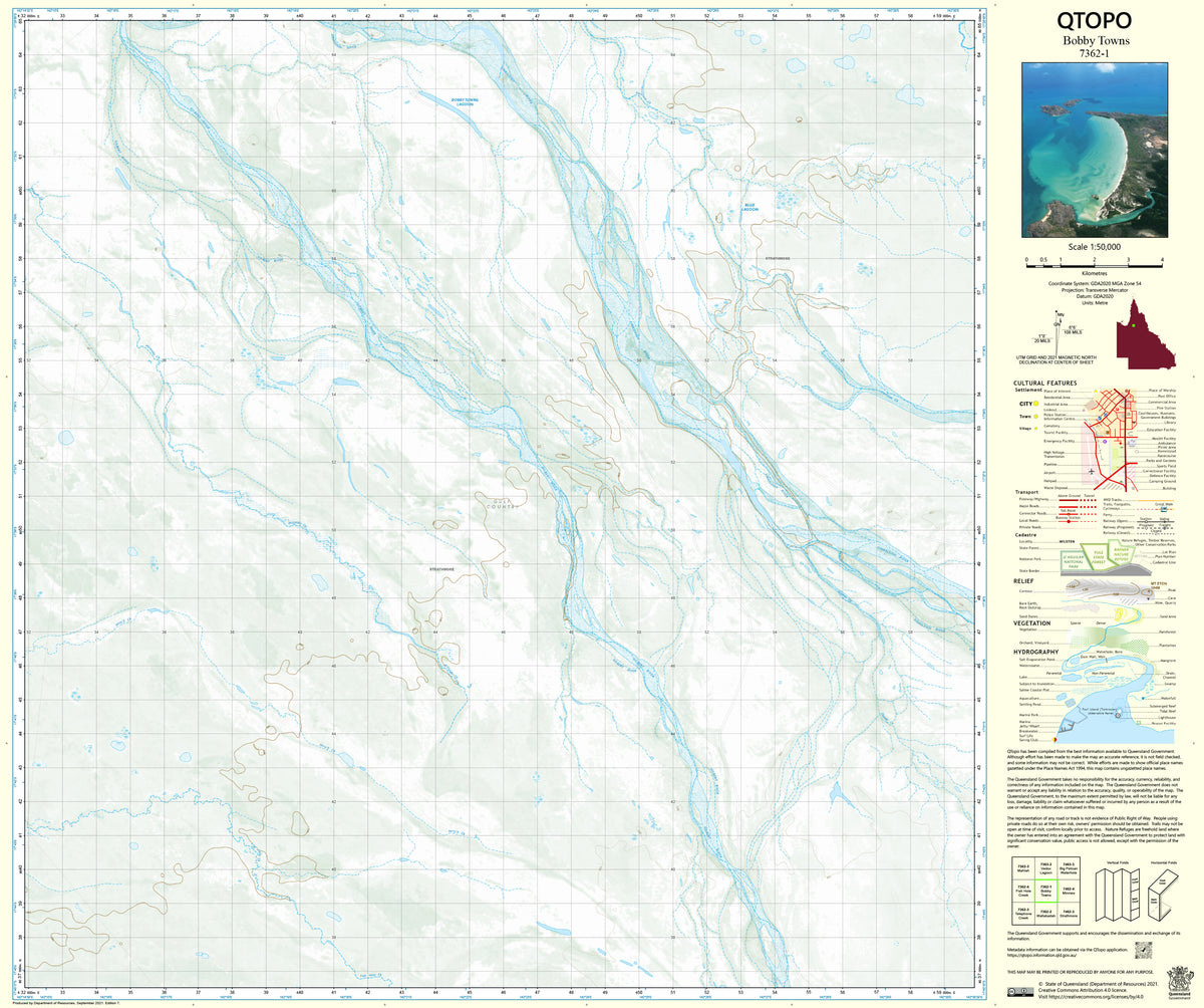 7362-1 Bobby Towns QTopo 1:50,000 Topographic Map | Mapworld