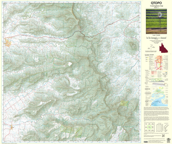 9341-1 Cunninghams Gap QTopo 1:50,000 Topographic Map