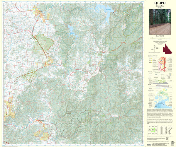 9343-3 Crows Nest QTopo 1:50,000 Topographic Map