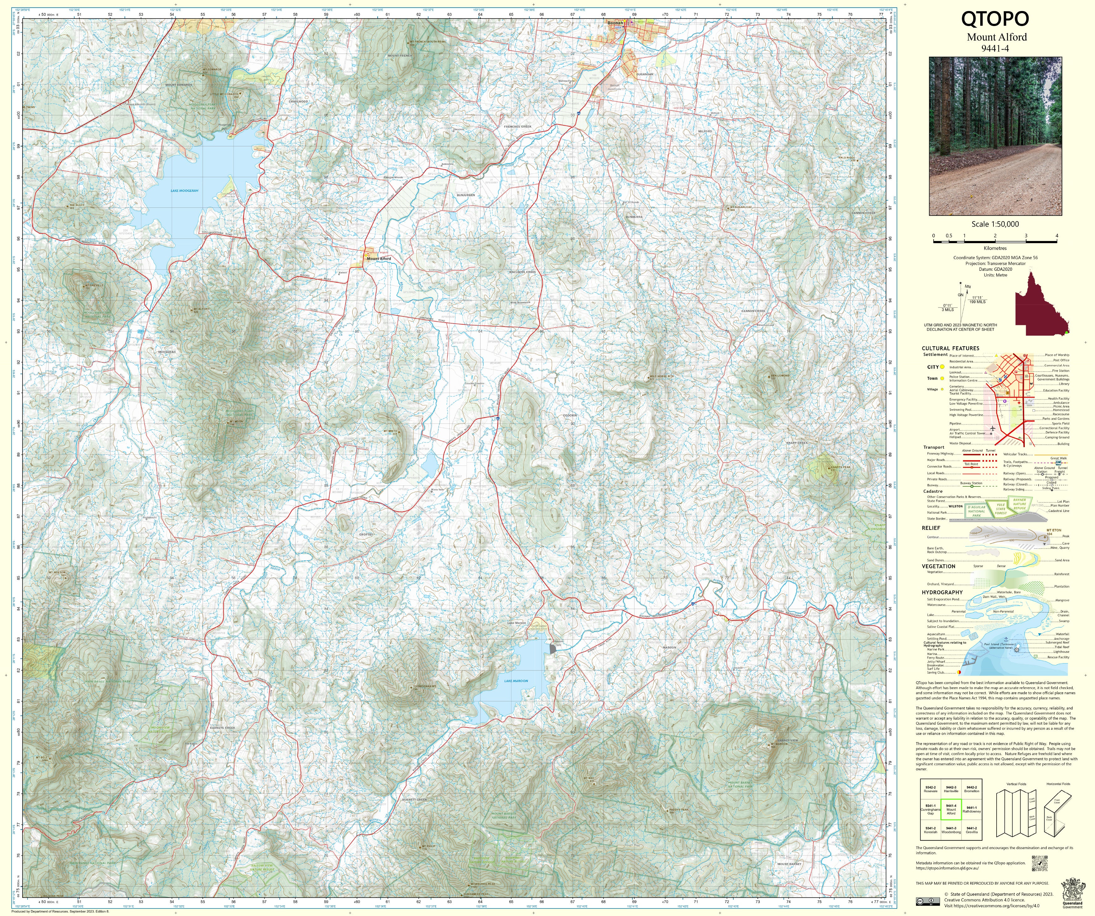 Mount Alfred Rd. Map 9441-4 Mount Alford QTopo 1:50,000 Topographic Map
