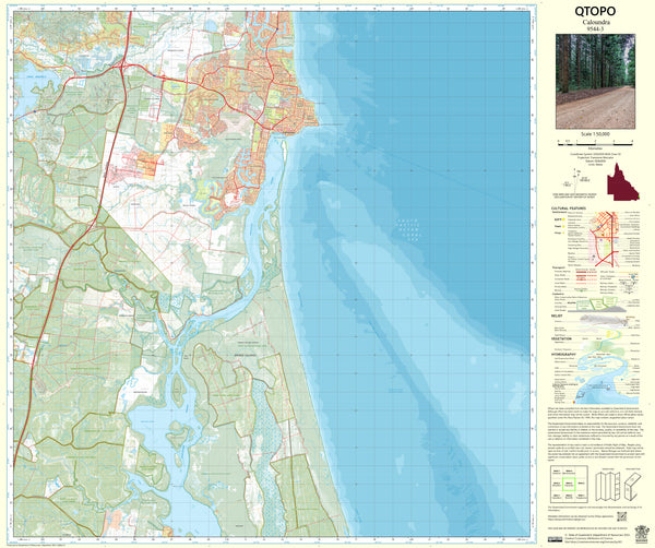 9544-3 Caloundra QTopo 1:50,000 Topographic Map
