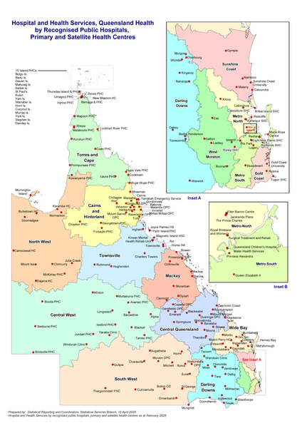 Queensland Hospitals & Health Centres Map