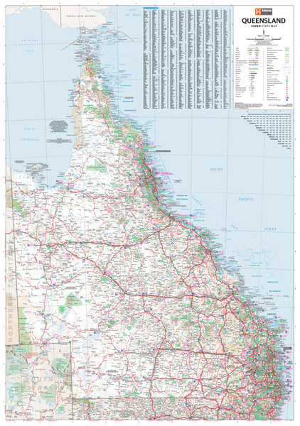 Map of Queensland with roads and boundaries on a white background
