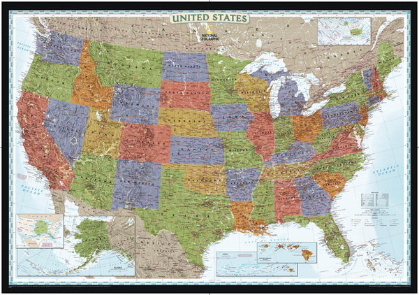 United States of America Decorator National Geographic 1106 x 773mm Wall Map