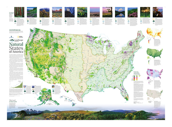 Landscope America: Natural States of America wall map – National Geographic | Mapworld