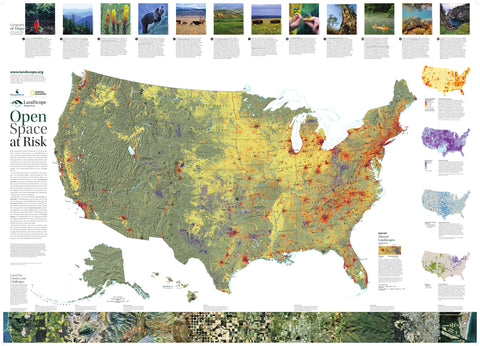 Landscope America: Open Space at Risk wall map – National Geographic | Mapworld