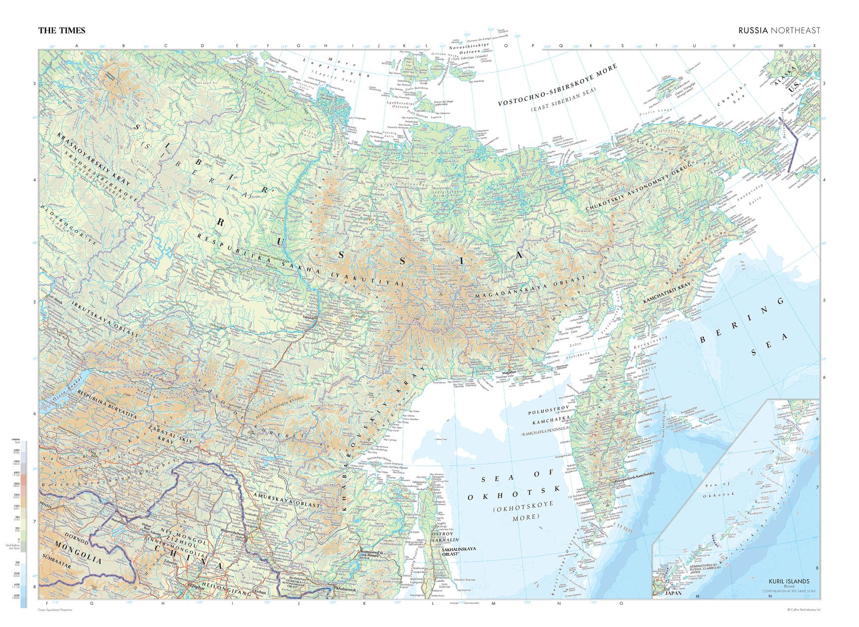 Russian Map Equirectangular Russian Geographical Map
