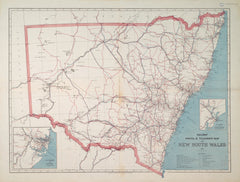 Railway, Postal & Telegraph Map of New South Wales (1886) — vintage historical map reproduction