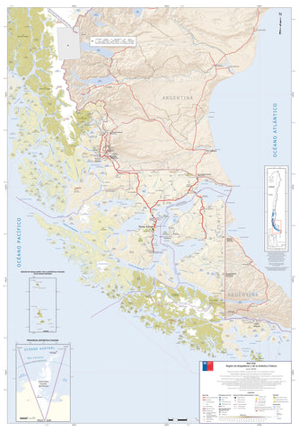 Magallanes Region Wall Map Chile