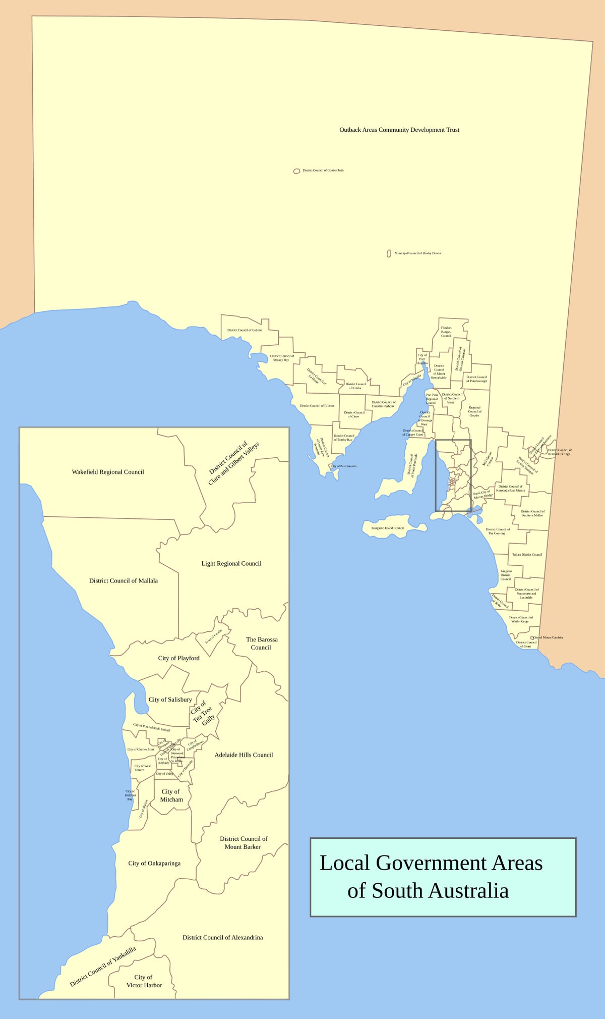 South Australia Local Government Areas Wall Map | Mapworld