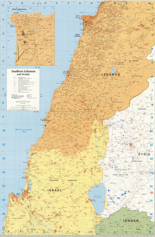 Southern Lebanon Wall Map – CIA, 1990