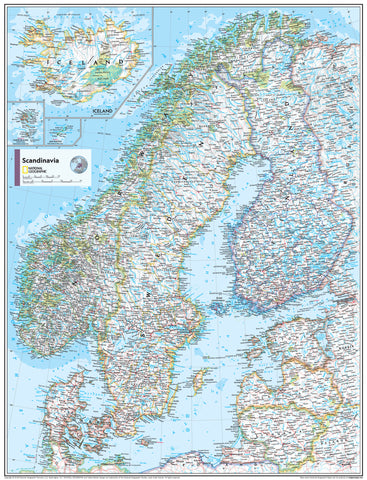 Scandinavia Atlas of the World, 11th Edition, National Geographic Wall Map