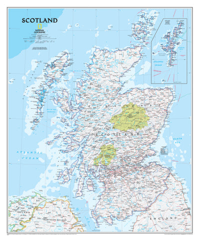 Scotland National Geographic 910 x 760mm Wall Map