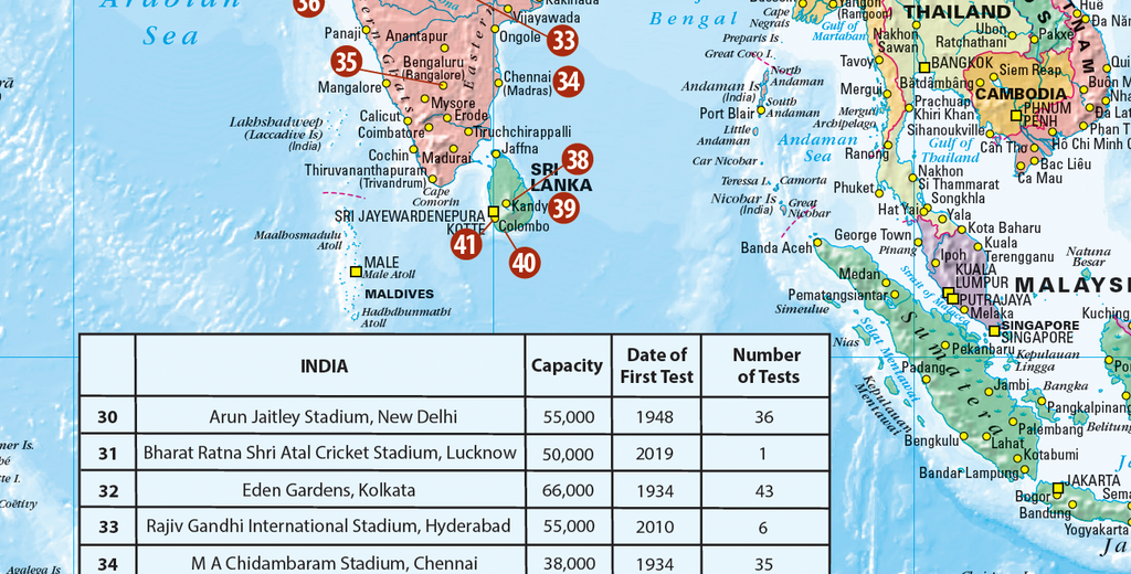 World Cricket Stadium Map Cosmographics | Mapworld