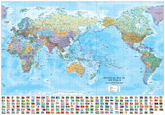 World Political Supermap with Flags 1440 x 840mm (Pacific Centred) Cosmographics 2026 — map