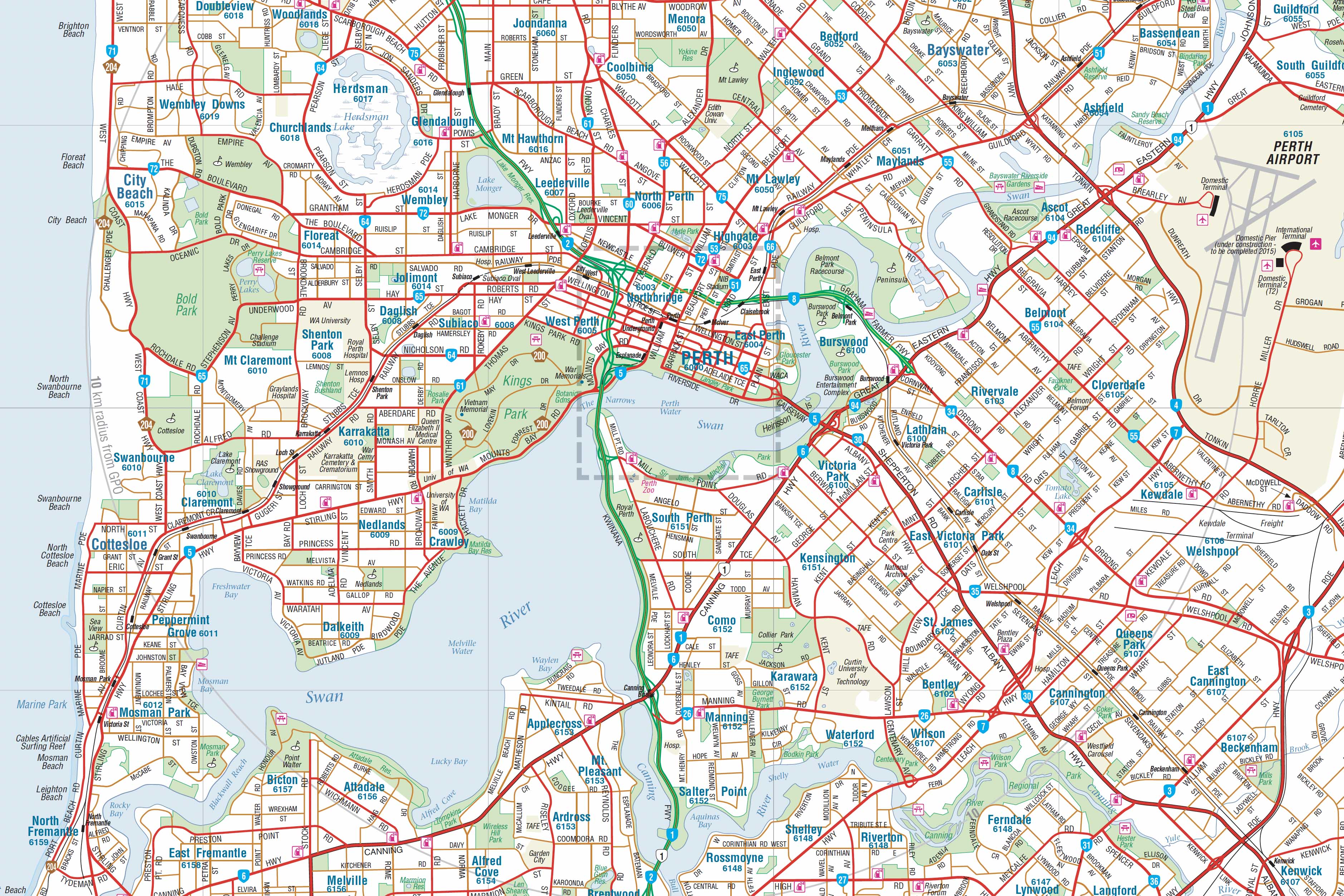 Greater Perth Hema Laminated Map, Buy Map of Perth - Mapworld
