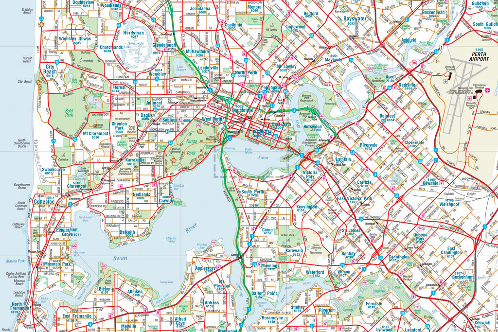 Perth Map. Easy Greater Perth Hema Laminated Map, Buy Map of Perth - Mapworld