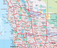 Perth Business 665 Map UBD 1020 x 1360mm Laminated Wall Map with Hang Rails