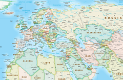 World Equal Earth Wall Map — Africa-Centred