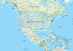 World Equal Earth Wall Map — Americas-Centred