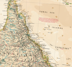 Australia Executive Antique Style National Geographic 1000 x 898mm Wall Map