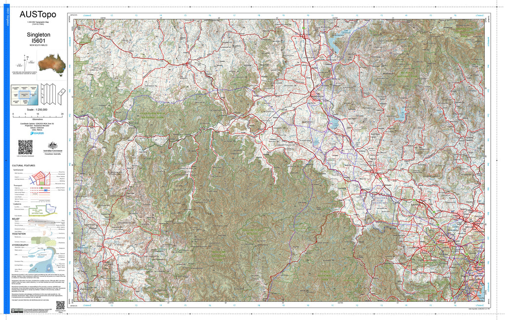Singleton I5601 AUSTopo 1:250,000 Map