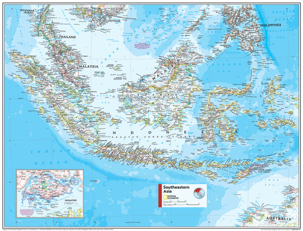 South Eastern Asia Atlas of the World, 11th Edition, National Geographic Wall Map