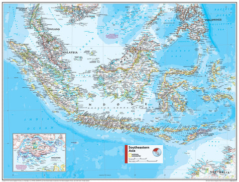 South Eastern Asia Atlas of the World, 11th Edition, National Geographic Wall Map