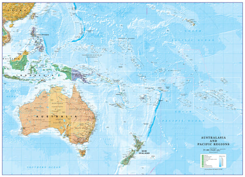 South Pacific Islands, Australia & New Zealand Map Cosmographics