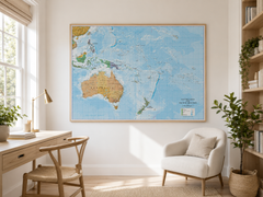 South Pacific Islands, Australia & New Zealand Map Cosmographics