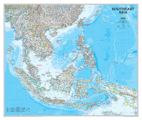 A detailed political map of Southeast Asia, showcasing countries, bodies of water, airports, and major highways.
