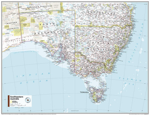 Southeastern Australia National Geographic Wall Map