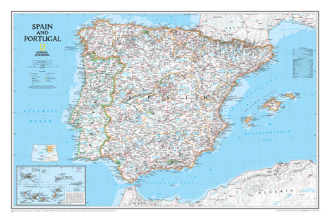 Map of Spain and Portugal with detailed geography