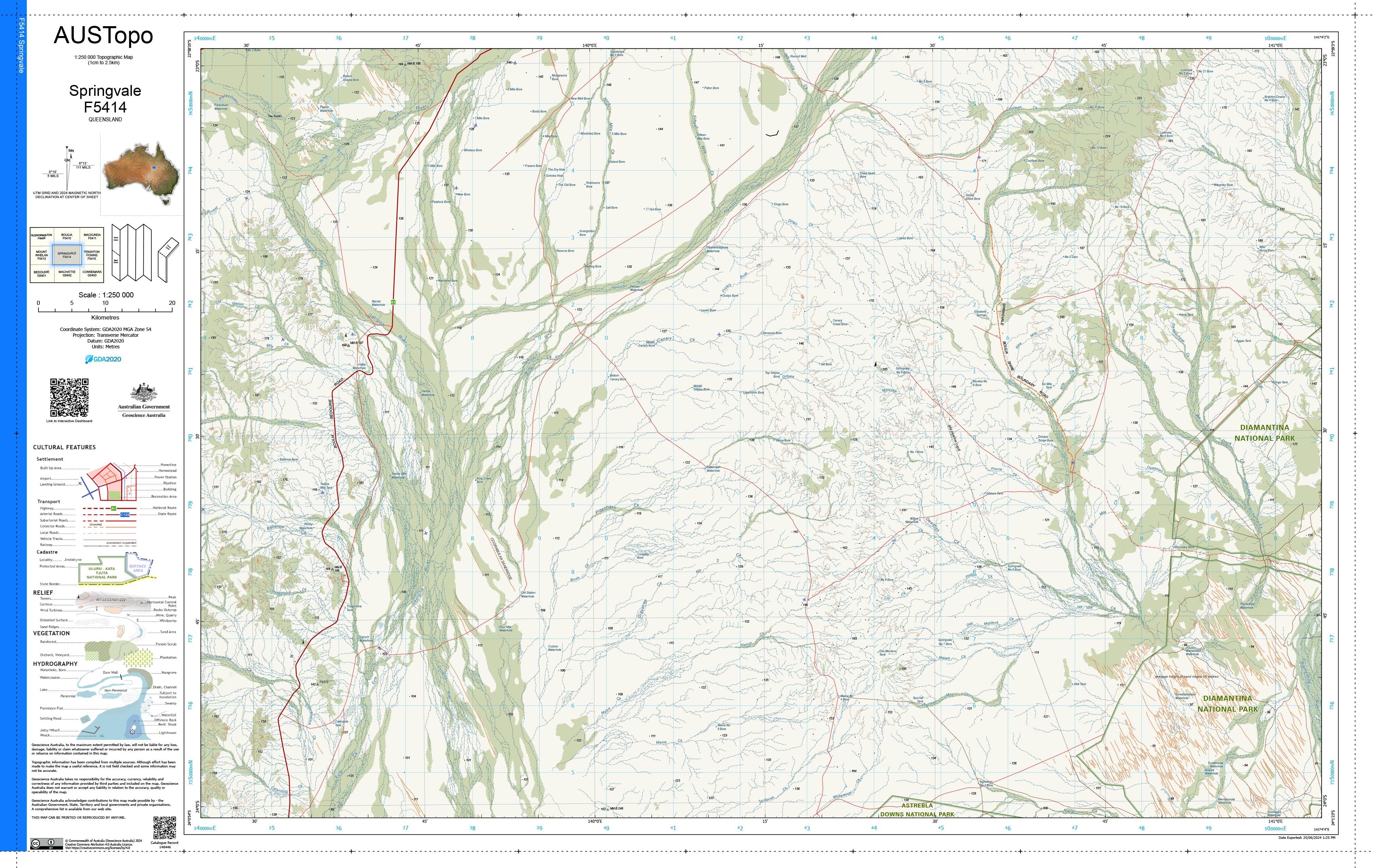 Springvale F5414 AUSTopo 1:250,000 Map