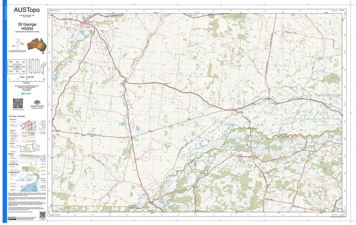 St George H5504 AUSTopo 1:250,000 Map | Mapworld