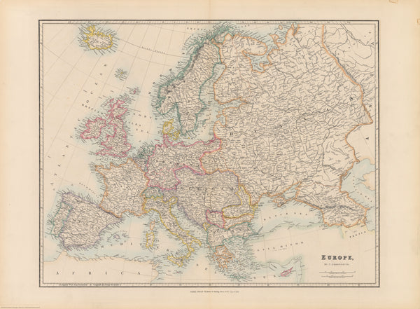 Vintage map of Europe on a beige background
