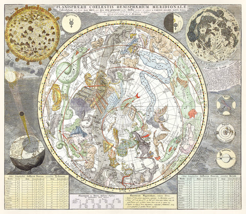 Sterrenkaart van de zuidelijke sterrenhemel (ca. 1722–1750) by Carel Allard