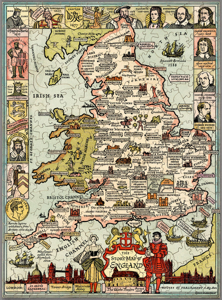 Story Map of England Pictorial Wall Map
