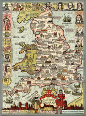 Story Map of England Pictorial Wall Map