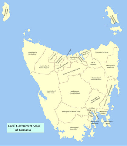 Tasmania Local Government Areas Wall Map
